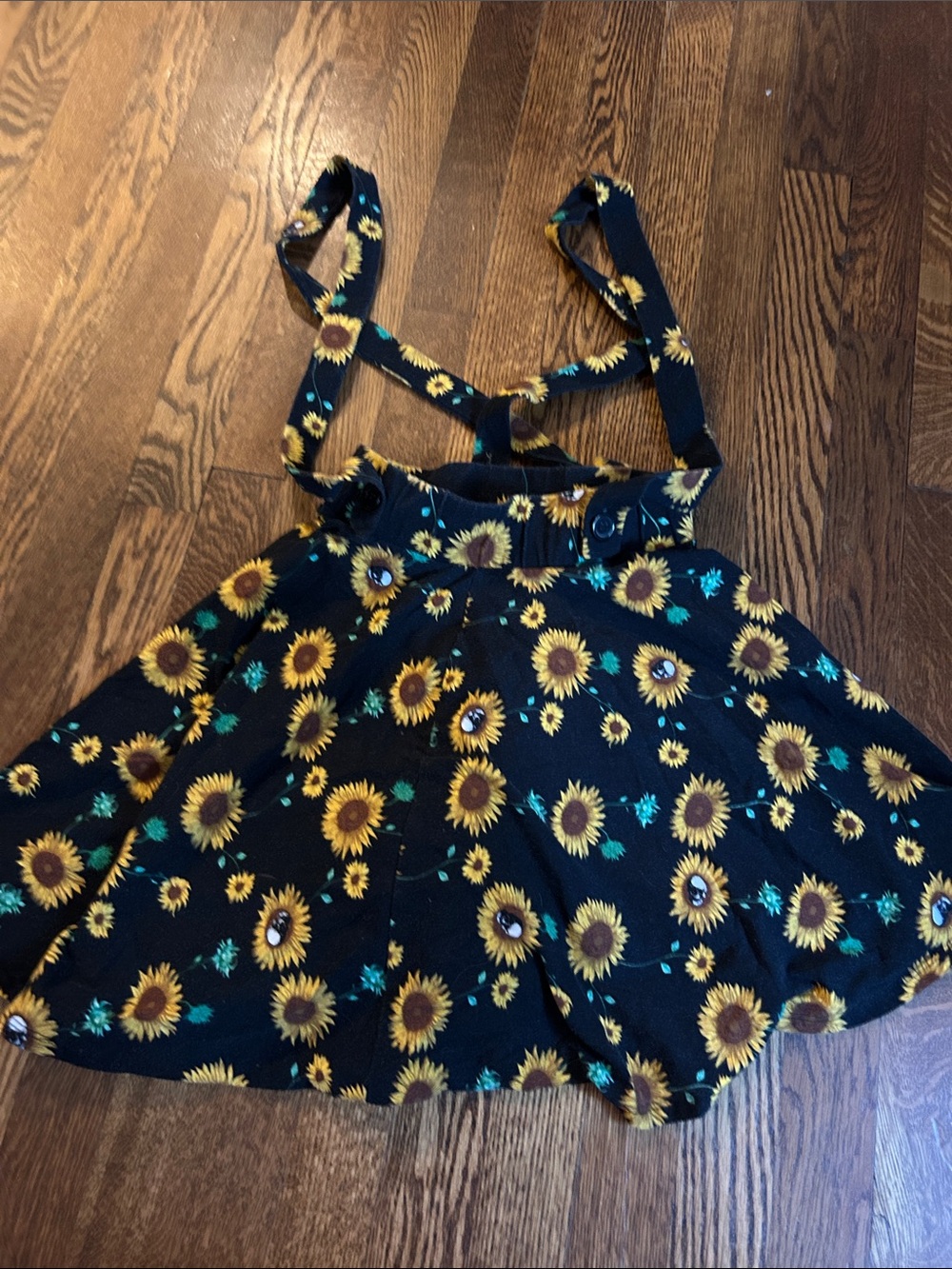 Black Sunflower Print Pinafore Camisole Top